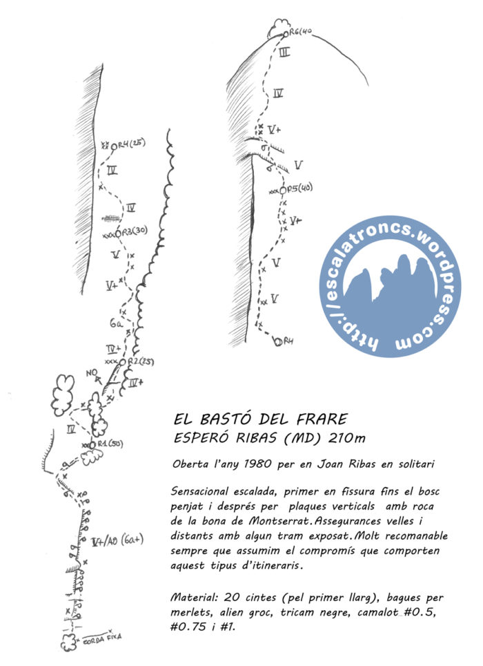 Ressenya de la via Esperó Ribas al Bastó del Frare (montserrat)